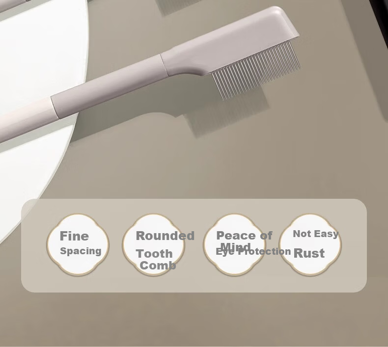 Rownyeon Steel Needle Eyelash Comb Fine Tooth Segmented Fly Leg Remover Eyebrow Comb Lower Eyelash Brush Eyebrow Grooming Brush 2