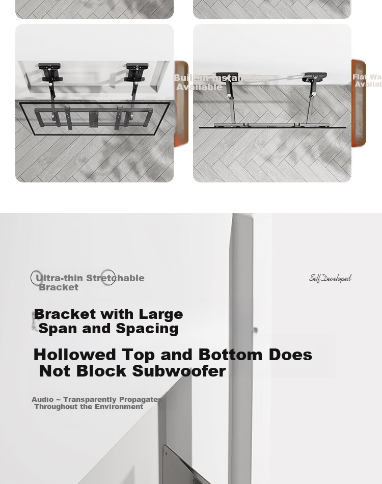 Enlip Ultra-Thin Recessed Split Telescopic TV Wall Mount Bracket 65-90 Inch Compatible with Xiaomi Hisense TCL Skyworth 75/85 Inch TVs No Obstruction to Sockets and Speakers 14