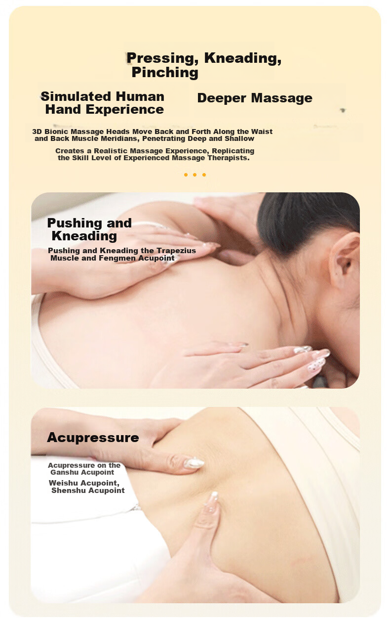 Miaojie MX08 Waist Massager Walking Style Back Massager Kneading Heat Office Lumbar Cushion Lumbar Support for Lumbar Muscle Strain Gift for Parents Mother's Day Birthday Men and Women Gold 10