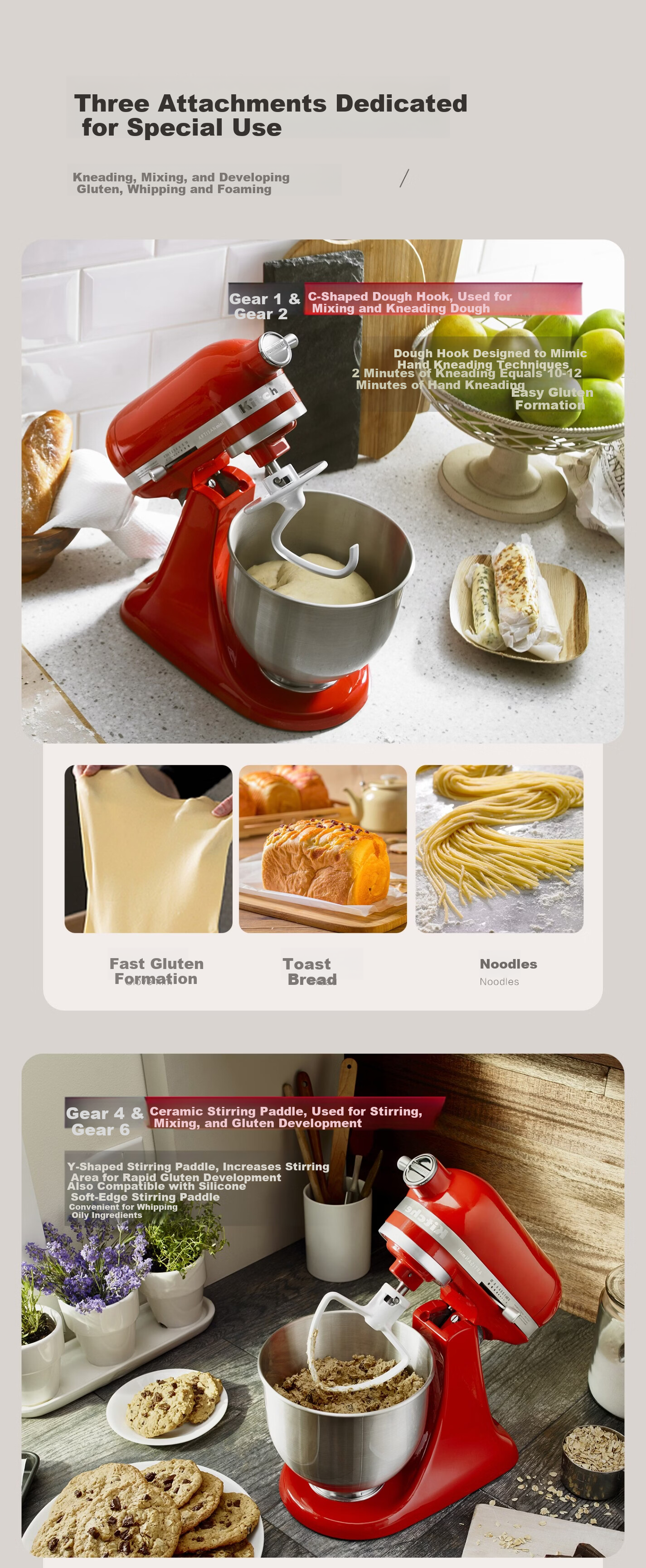 KitchenAid 3.5QT Multifunctional Stand Mixer Home Small Dough Kneading Machine Warm Orange 5KSM3311XCHT 5