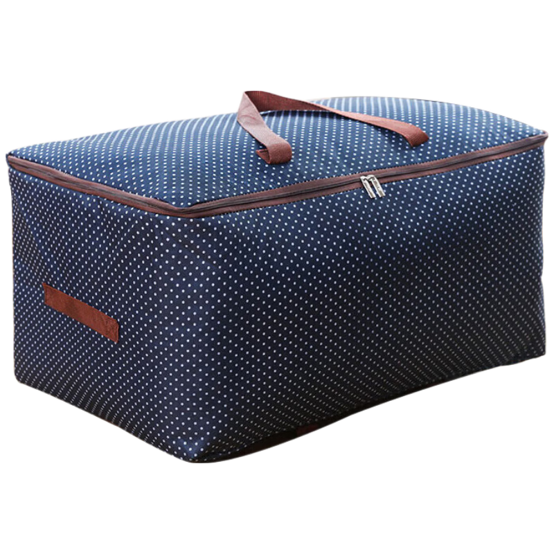 EEKIKS Moving Packing Bags, Quilt Storage Bags, Thickened Oxford Cloth Clothes And Bedding Storage Bags, Navy Blue Polka Dot, 100 Liters