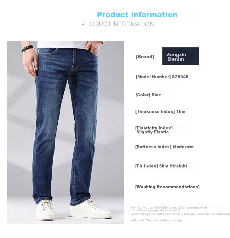 ZENGZHI Men's Denim Jeans Soft Comfortable Stretch Straight Mid-Rise Pants Blue Size 31 7
