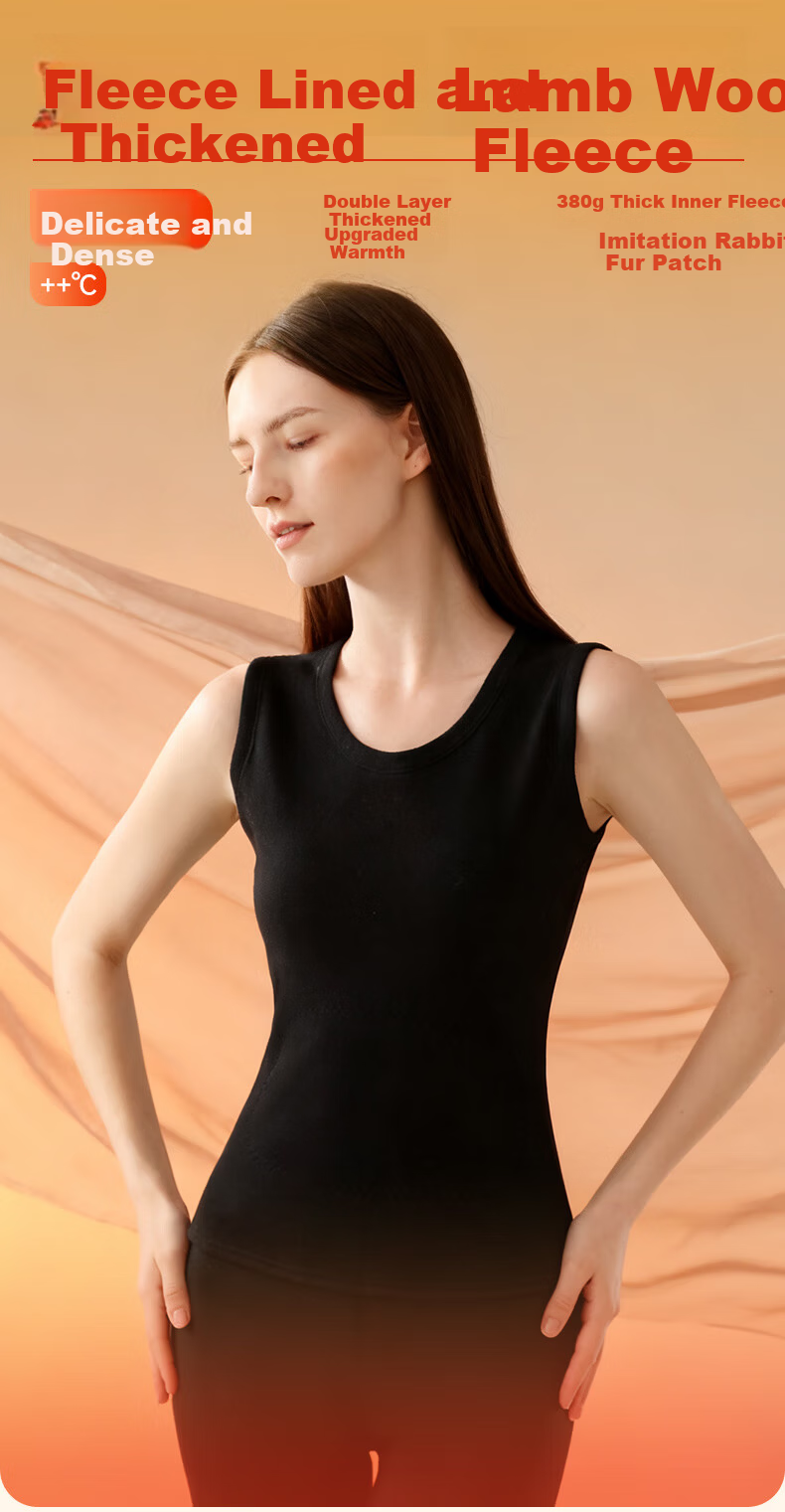 Me Feeling Women's Thermal Vest Autumn Winter New Thickened Fleece Lamb Wool Innerwear Seamless Insulated Undershirt Vest 1