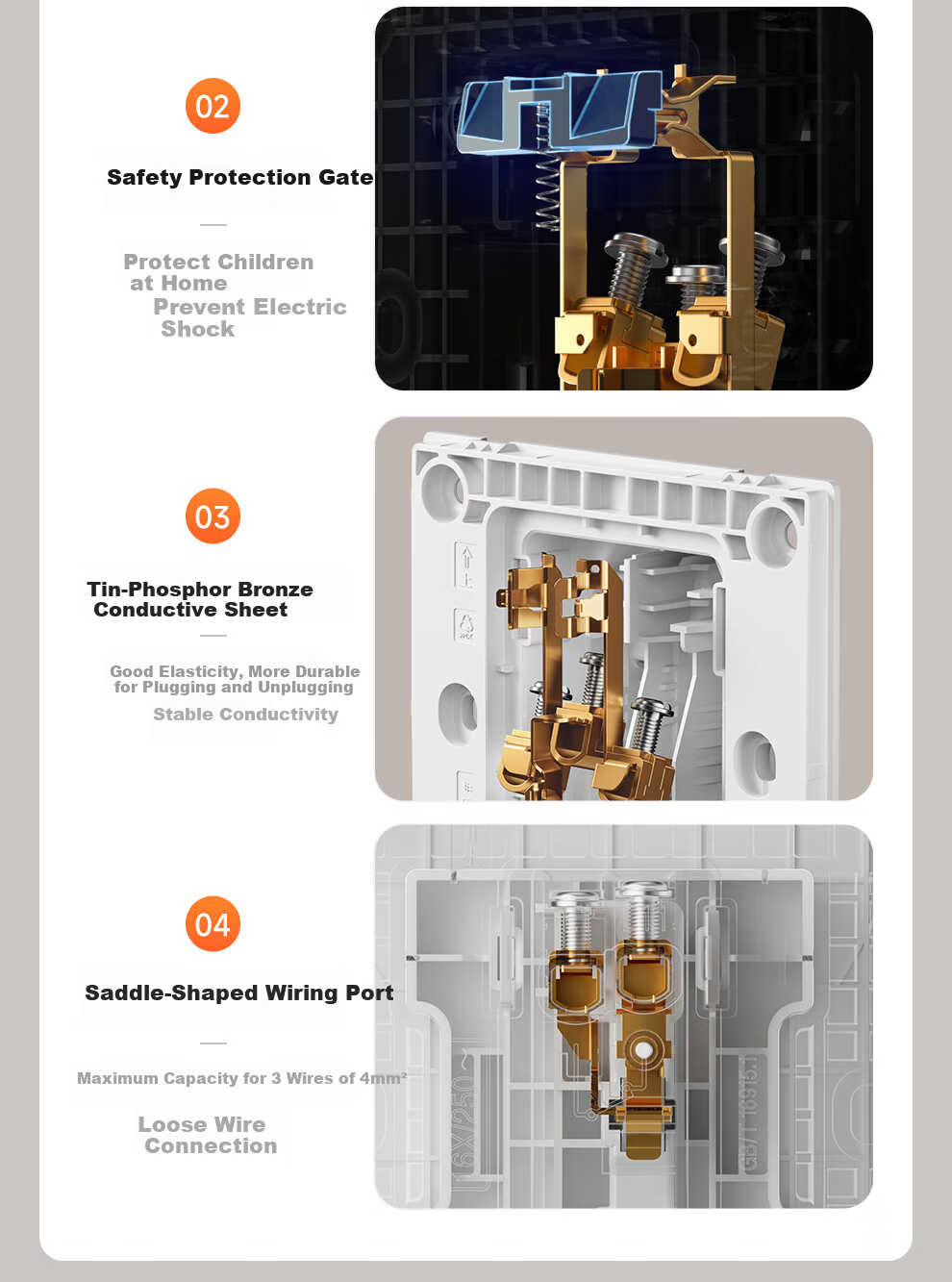 NVC Lighting Switch Socket Matte Large Panel 16A Three-Prong Wall Socket Panel N25 Berlin Gray 15