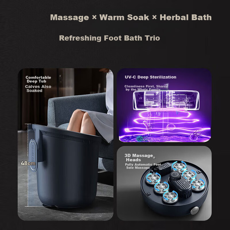 AUX AFB-1822 Foot Bath Bucket Heated Massage Smart Over-Knee Calf Steaming Deep Basin Constant Temperature Electric Foot Soak Basin Gift for Parents and Girlfriend Birthday Holiday
