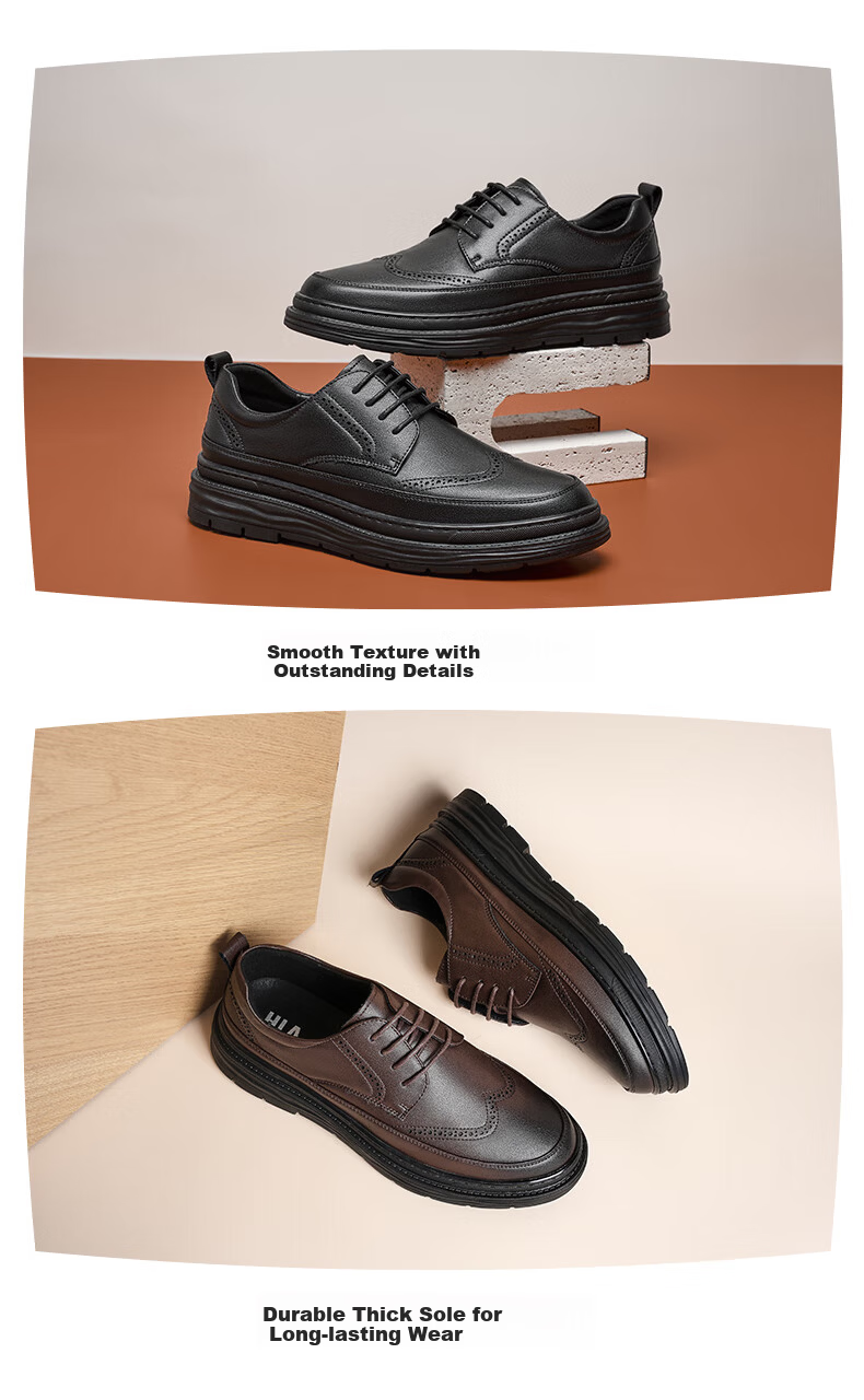 HLA Men's Brogue Leather Shoes, Breathable Business Casual Footwear HAAPXM1EAV069, Brown, Size 42 5