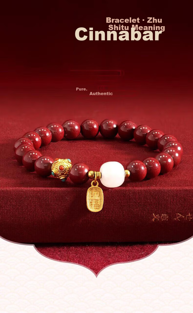 Grace Girl Luxury Bracelet Genuine Cinnabar White Jade Jewelry Practical Anniversary Birthday Gift for Girlfriend Wife 1