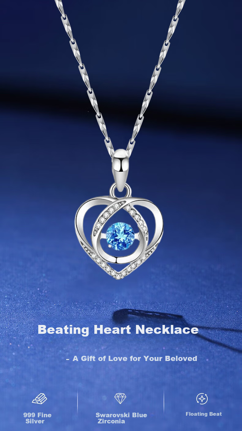 GLTEN Swarovski Zirconia 999 Sterling Silver Necklace Women's Pendant Luxury Birthday Gift for Girlfriend Wife 1