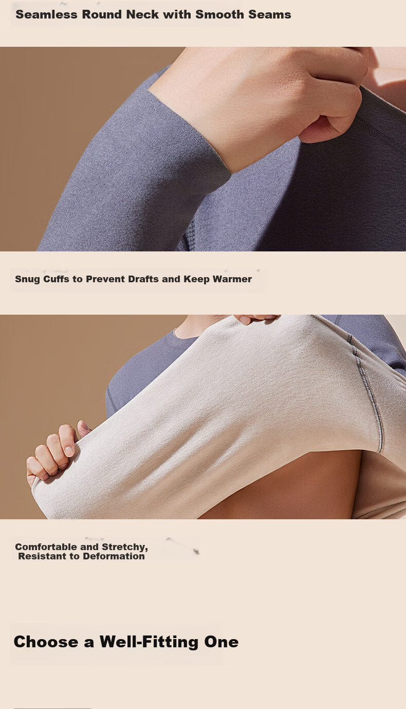 Urban Beauty [Goose Down Tencel] New Thermal Underwear Set for Men, German Velvet Heating, Fleece-Lined, Thickened Autumn Shirt and Pants Base Layer 13