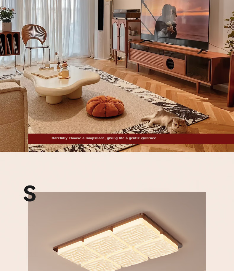ARROW Walnut Color Ceiling Light with Original Philips Light Source, Vintage Wood Style, Whole House Smart Package 6