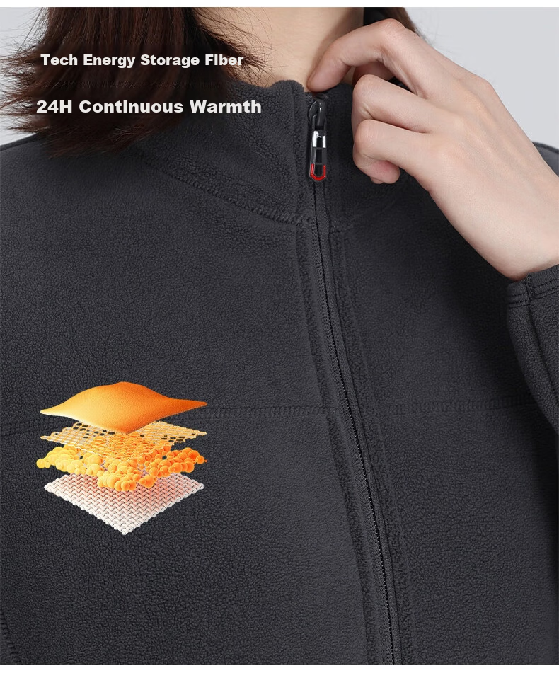LangSha Unisex Fleece Liner Jacket Windproof Heated Outdoor Fleece Coat 5
