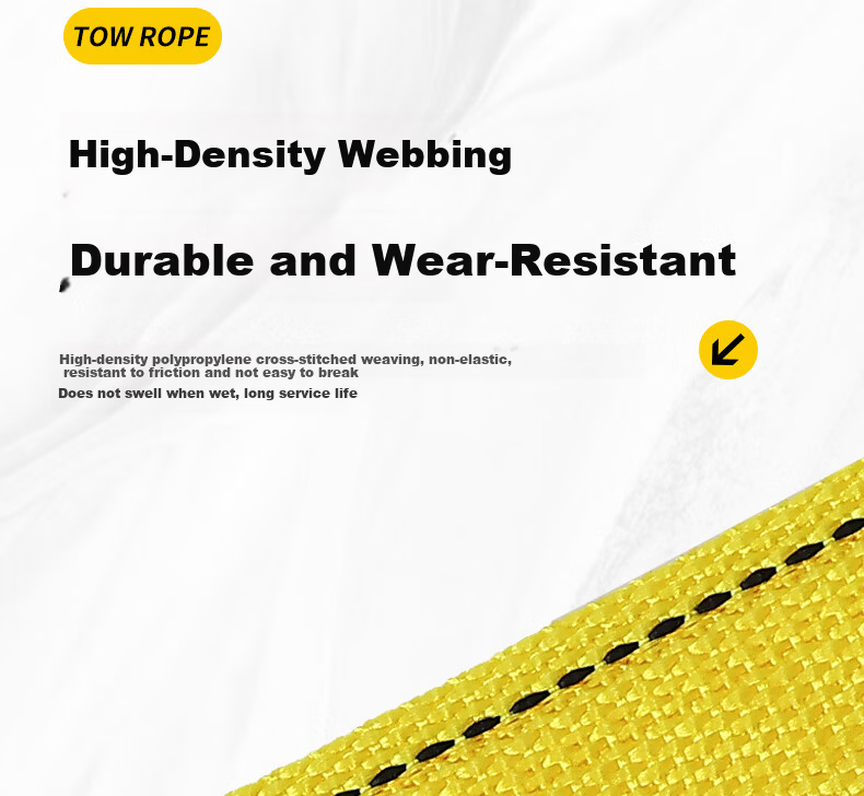 Ansell Car Tow Rope Outdoor Emergency Heavy-Duty Binding Rope with Steel Buckle 5m 10 Ton 8K00232 9