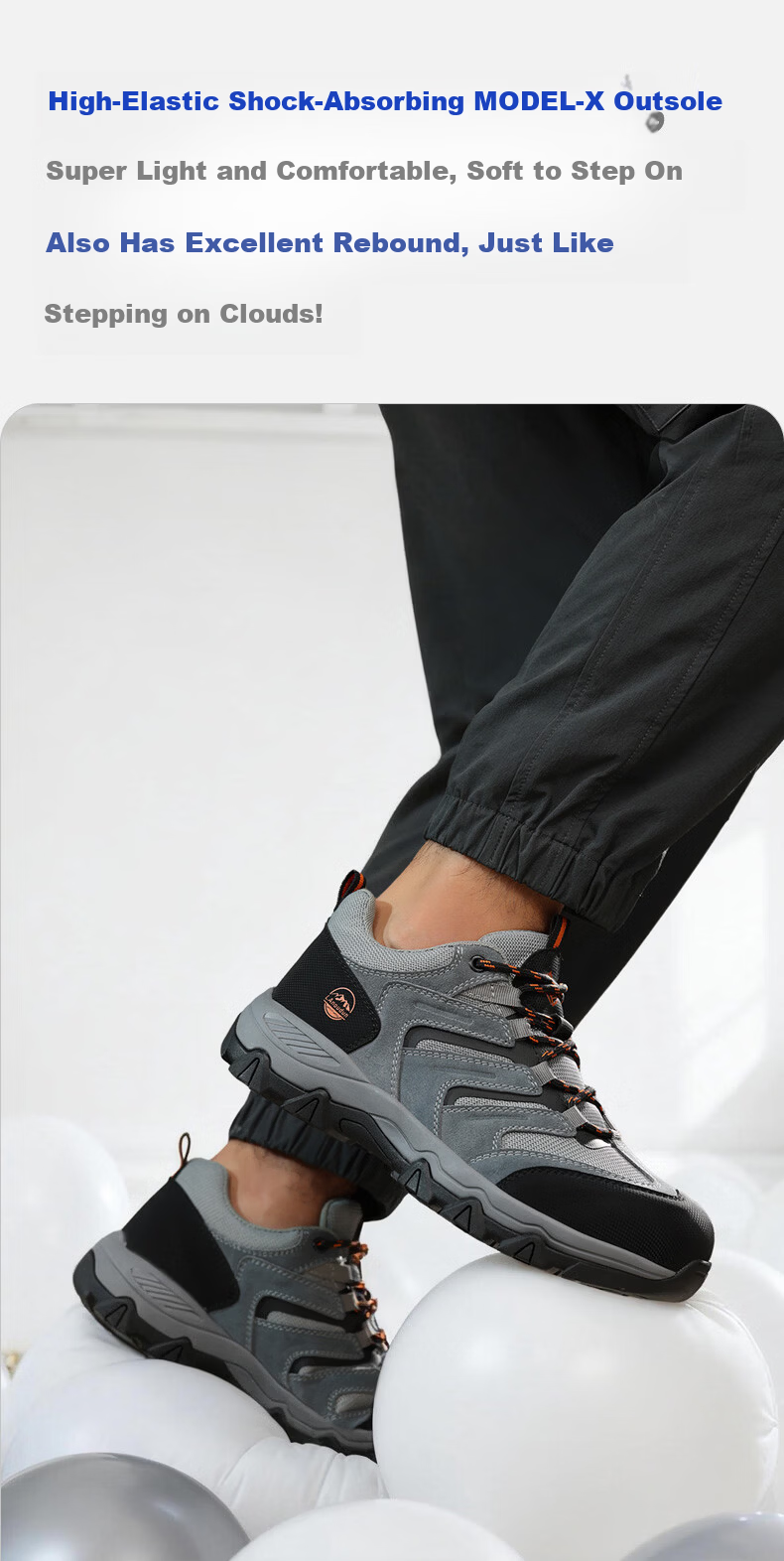 BlueOwl Shield Men's Summer Breathable Anti-Smash Steel Toe Anti-Puncture Slip-Resistant Soft Sole Safety Work Shoes D302BK 42 2