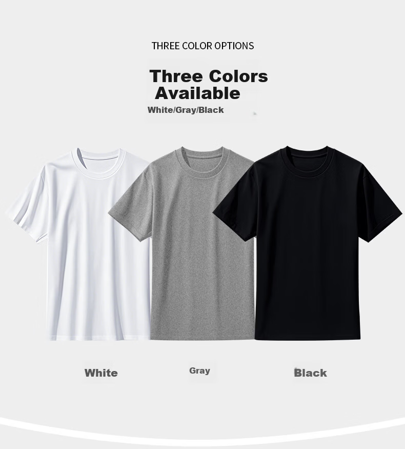 LangSha Men's Short Sleeve Pure Cotton Antibacterial Thin T-Shirt White 8
