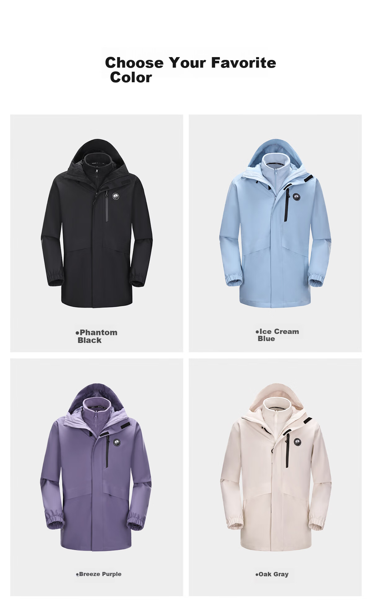 Panda Camel Series Women's Mountain Assault Jacket 3-in-1 Fleece Warm Hiking Coat Men's 1641 Blue, XS 20