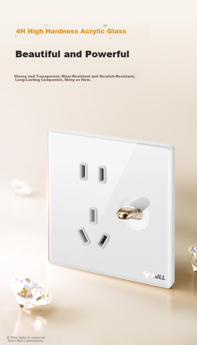 BULL Vintage Switch Socket Acrylic Ultra-thin Panel Five-hole 10A+16A G70Z227 Pearl White 9