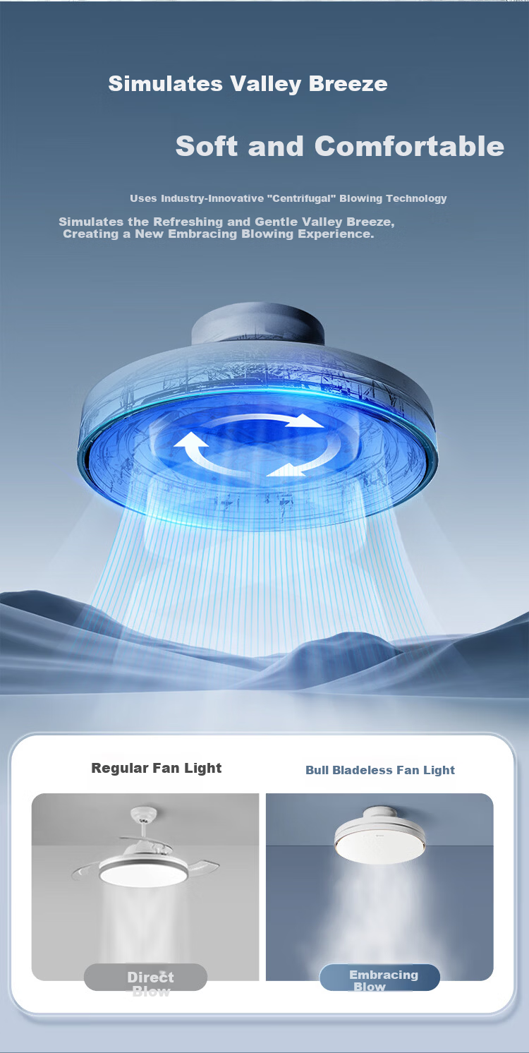 BULL All-Inclusive Leafless Fan Light Integrated Ceiling Light GF39AT Invisible Ceiling Fan Light Dining Room 91W 4