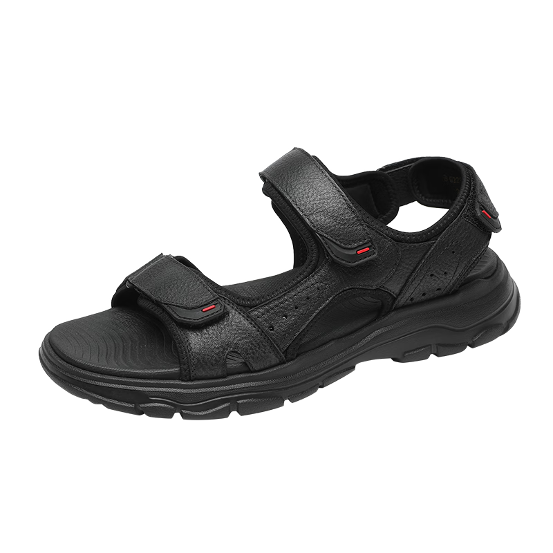 Goldlion Men's New Casual Sandals with Velcro Lightweight Shock-Absorbing Durable Beach Shoes G229420234AAF Black Size 39