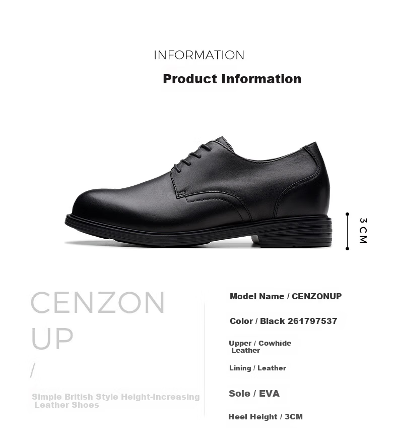 Clarks Cenzon Series New Men's Business Commuter British Style Height Increasing Derby Dress Shoes 4