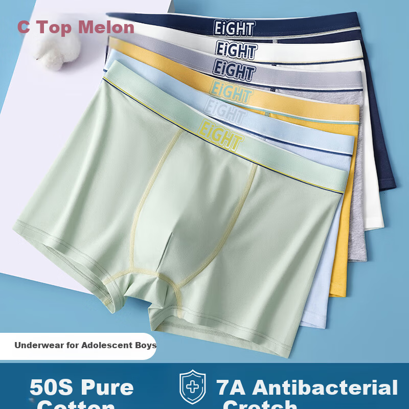 Dingguagua Boys' Cotton Boxer Briefs for Adolescents, Middle and High School Students, Plus Size
