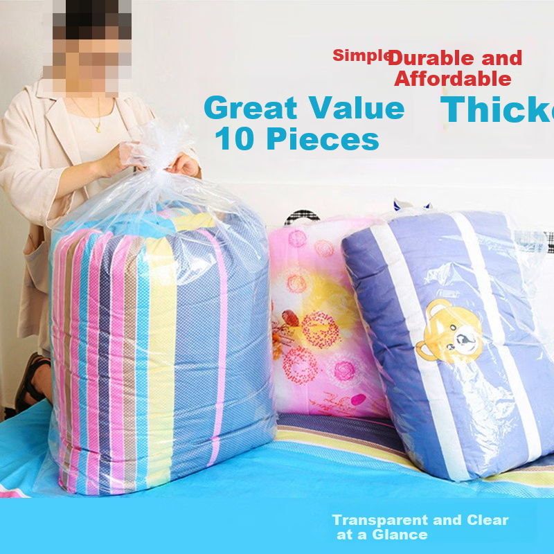 Jinghui Sichuang Extra Large Transparent Cotton Quilt Storage Bags Dustproof Moving Packing Bags White 75*90cm 10 Pieces