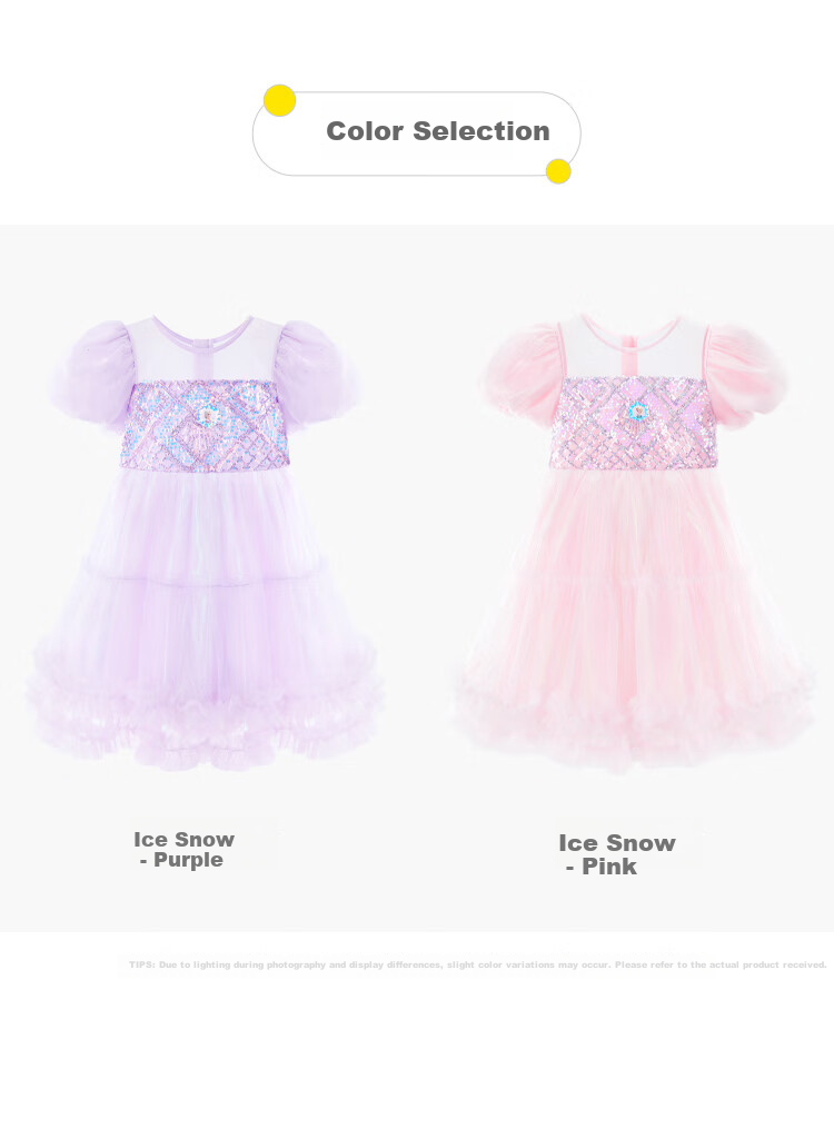 Disney Girls Elsa Princess Dress Summer Kids Holiday Gift Puff Sleeve Princess Dress Baby Dress Purple Size 150 7