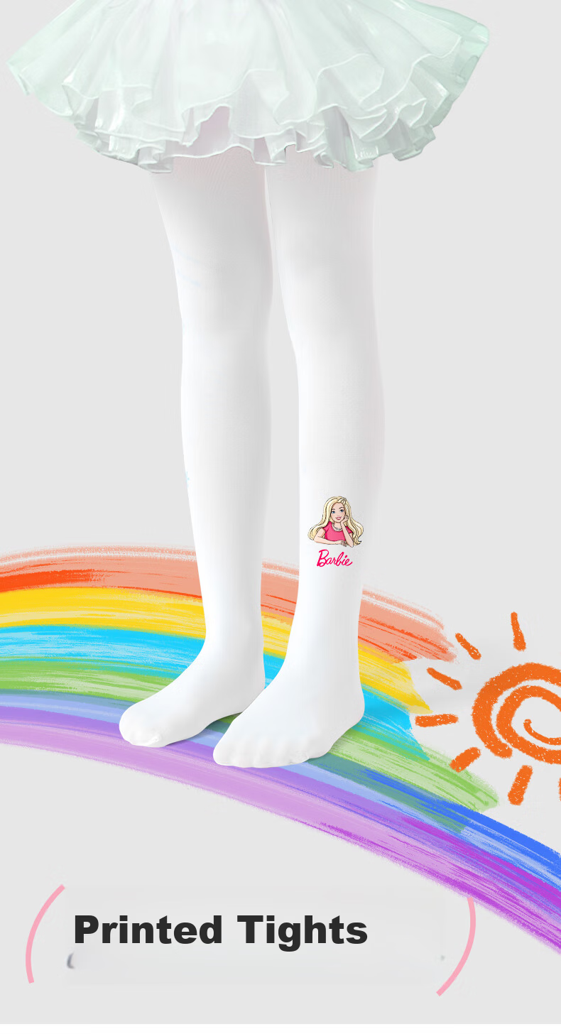 Barbie Girls' Spring and Autumn Thin Tights Children's Long Socks Baby White Stockings Girls' Leggings Practice Dance Socks 1