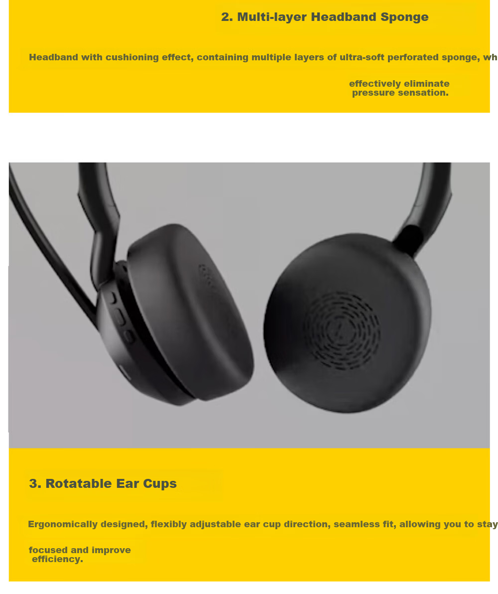 Jabra Evolve2 65 Flex MS Wireless Charging Pad Bluetooth Noise-Cancelling Headset for Computer Office Conference Calls Customer Service Online Education Over-Ear 10