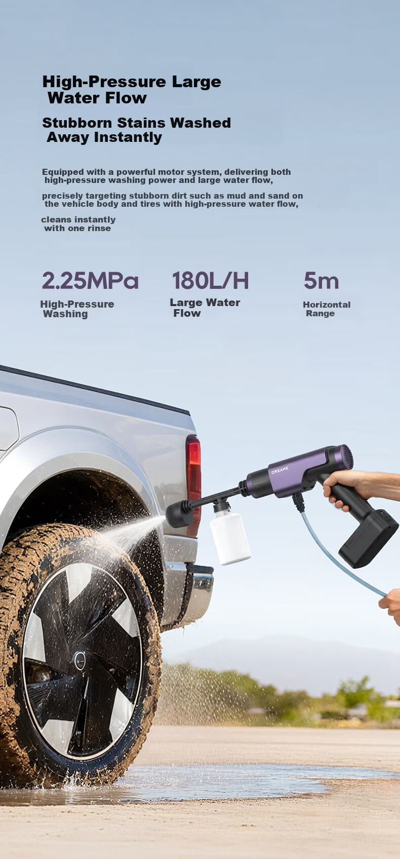 Dreame Wireless Car Washer Multi-Functional Home Use Lithium Battery High-Pressure Water Gun High Power Long Battery Life Portable Car Cleaning Tool 5