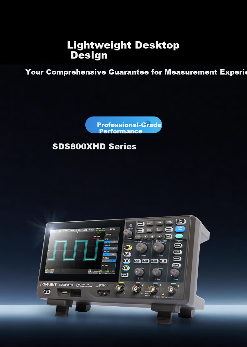 SIGLENT SDS802X HD Oscilloscope 12-bit Resolution 70MHz Bandwidth 2 Channels 2GSa/s Sampling Rate 1