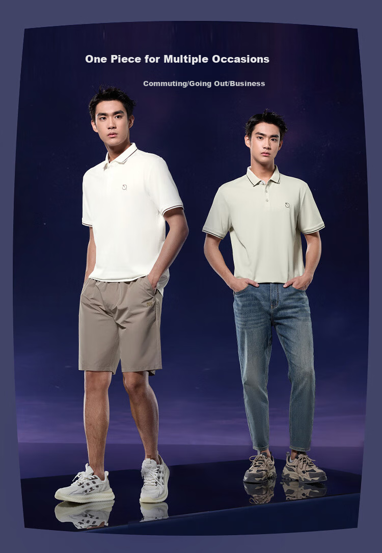 HLA Short-Sleeve Polo Shirt for Men, Three-Body Collaboration Series, Cool-Feeling Short-Sleeve Shirt for Men in Summer 11