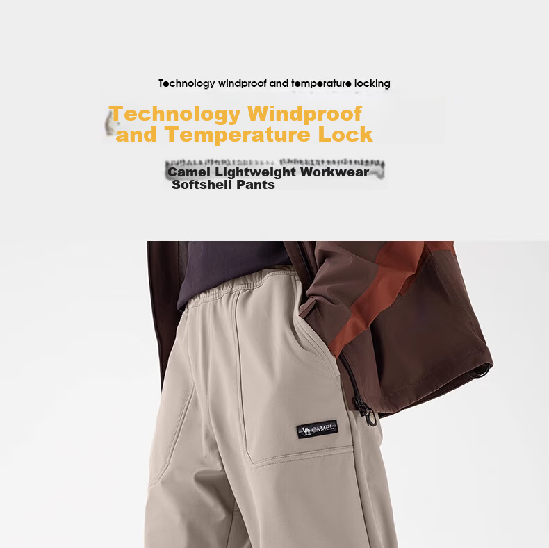 CAMEL [Wang Junkai Edition] Outdoor Ski Pants Men Fleece Lined Warm Water-Repellent Loose Work Pants Women 1684 2
