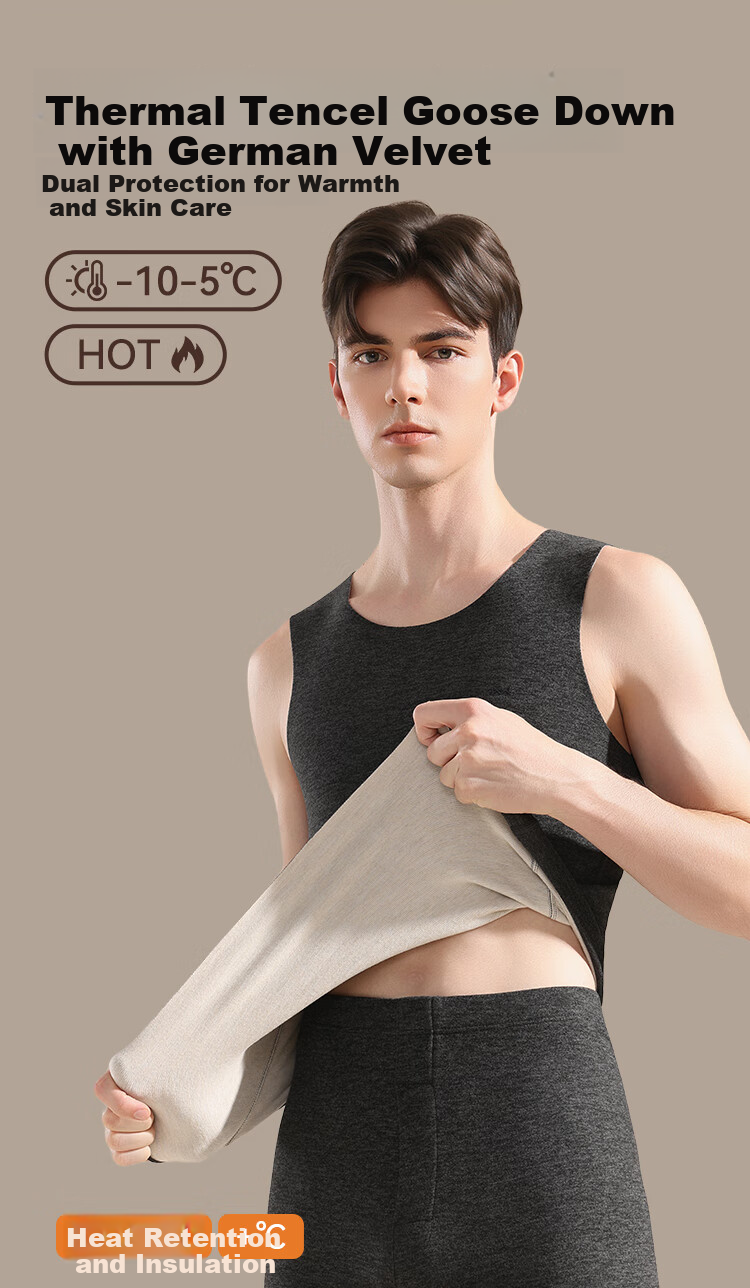 MiiOW 2-Pack Men's Thermal Vest with Goose Down and Tencel, Seamless Thickened Base Layer Top 2