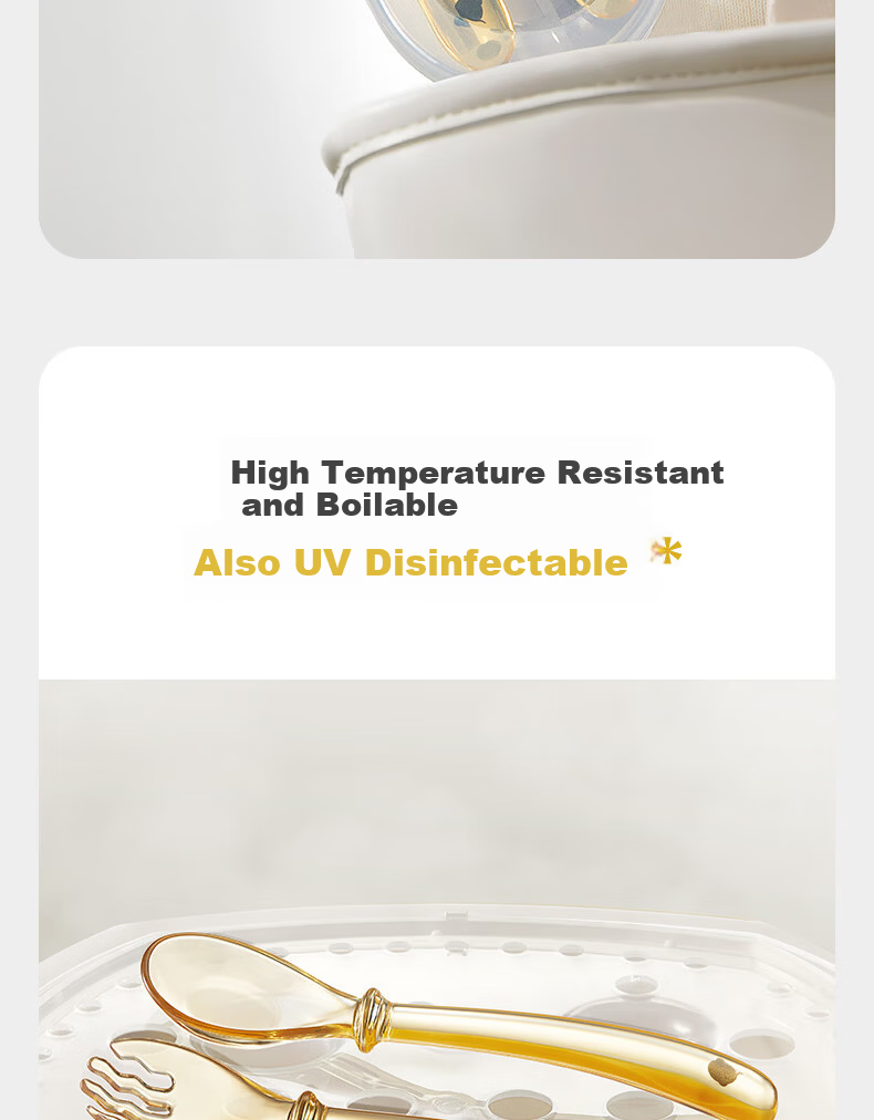 Babycare Children's PPSU Fork and Spoon Set with Storage Box Baby Tableware Feeding Spoon PPSU Yuanbao Fork and Spoon 10
