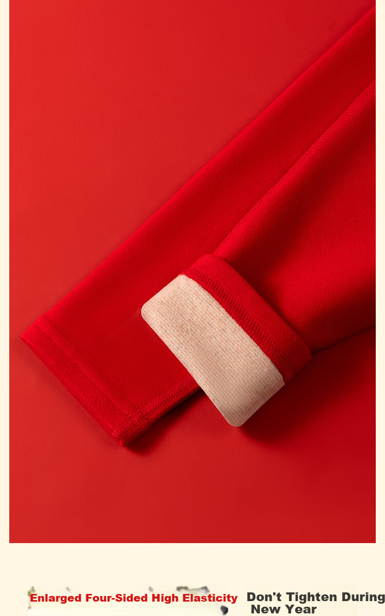 MiiOW Women's Red Thermal Underwear Set for the Year of the Horse, Including Socks, Autumn Clothes, and Pants, Suitable for Marriage and Birth Year Celebration 14