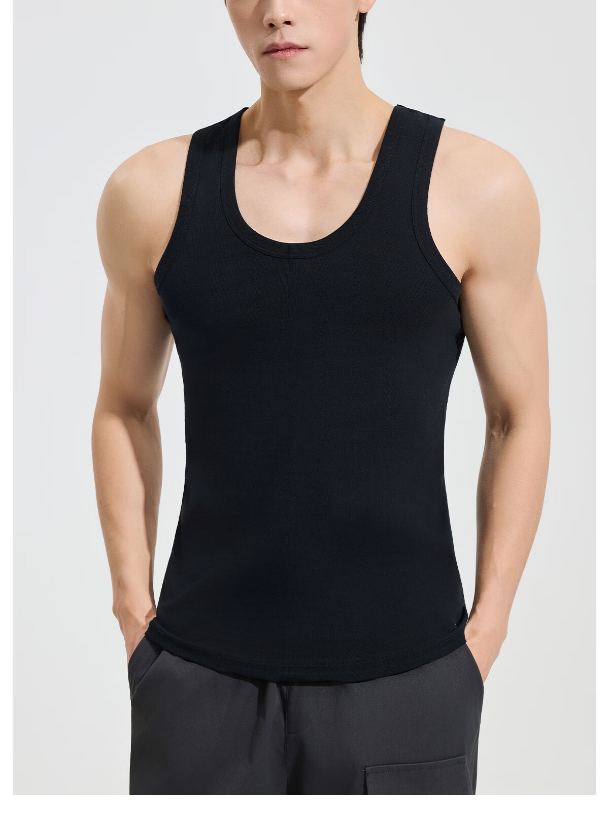 Yiershuang [Cooling Mint] Men's 100% Cotton 10A Antibacterial Sweat-Absorbing Sleeveless T-Shirt Sports High Elastic Base Layer Vest 23