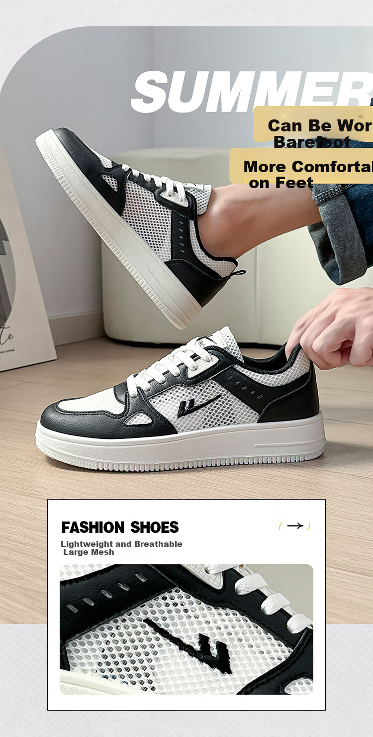 Warrior Official Men's Sneakers 2026 Summer New Comfortable Versatile Mesh Shoes Men Beige Black Size 41 3