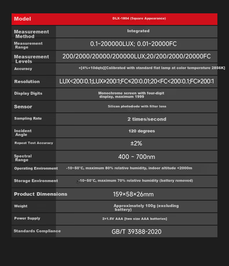 DELIXI ELECTRIC Digital Lux Meter Illuminance Meter Light Intensity Tester Brightness Detector Photometer Light Measurement Instrument 13