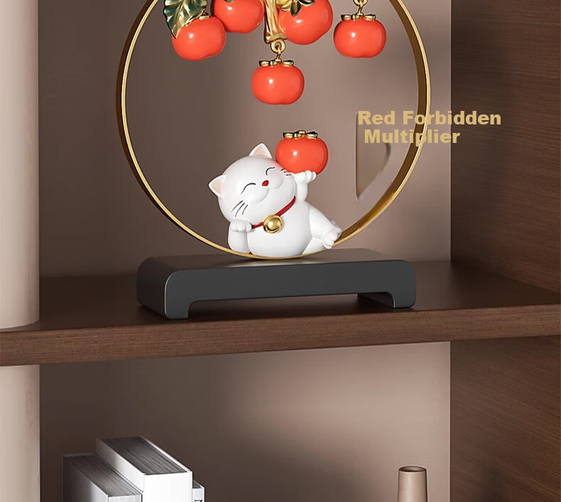 Heshengtang Auspicious Fortune Cat Treasure Bowl Ornament New Chinese Style Living Room Entrance Reception Opening Housewarming Gift Decoration 7