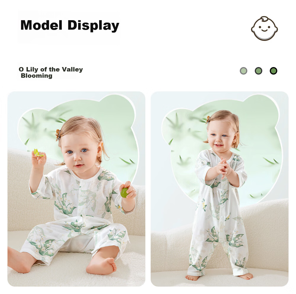 Betis Baby Summer Thin Romper Breathable Mesh Back Seven-Sleeve Air Conditioning Pajamas 15