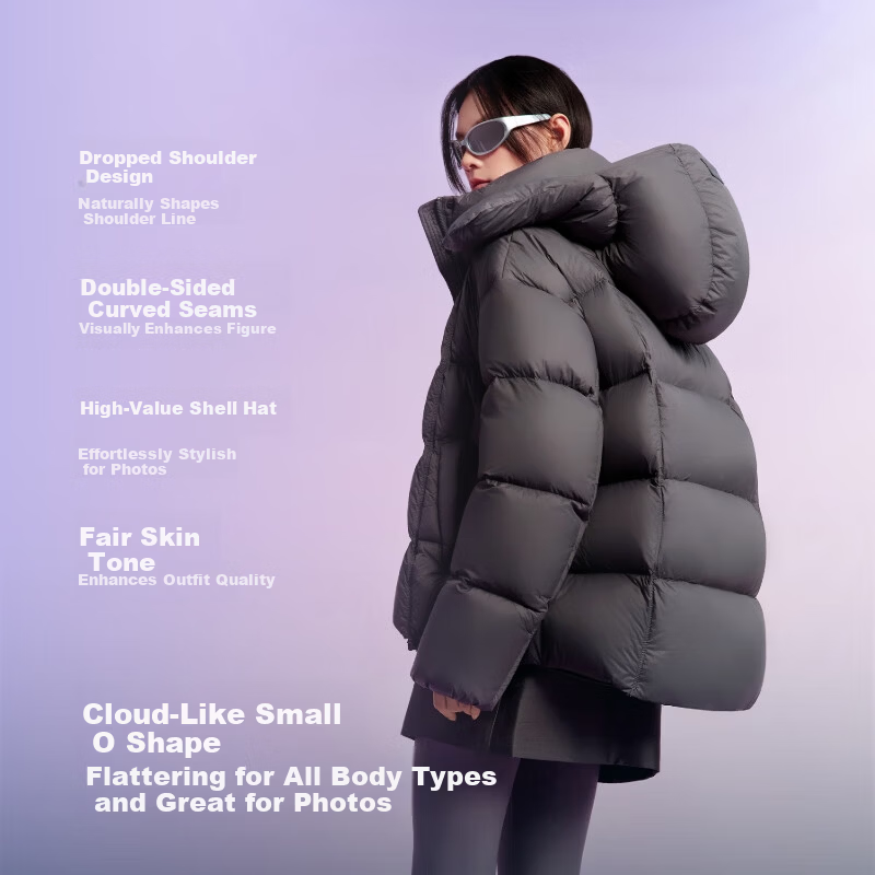 BOSIDENG Off-Season Puff Down Jacket Women Winter 90% Down Thickened Removable Hood Loose Short Lazy Style Coat