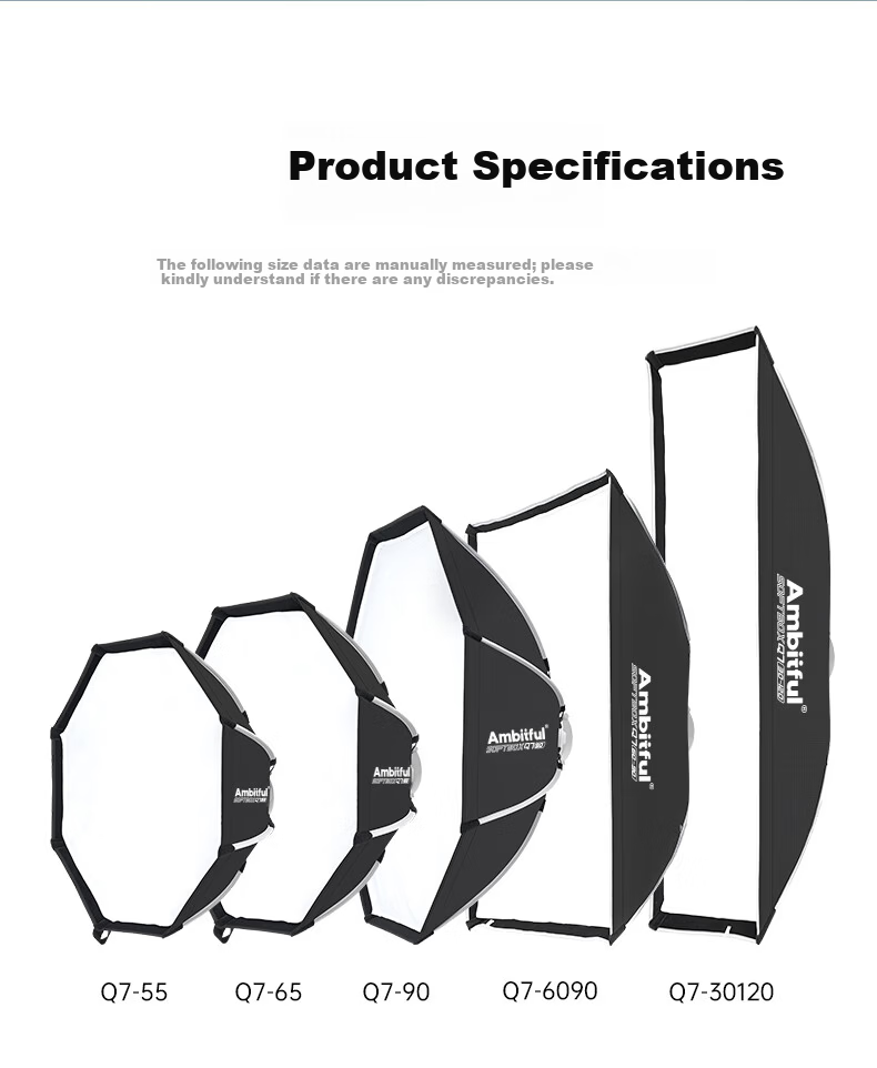 AMBITFUL ZhiJie Q7 Quick-Install Deep Octagonal 55CM Softbox with Bowens Mount Soft Diffuser for Godox SL150III Live Streaming Photography Light 2
