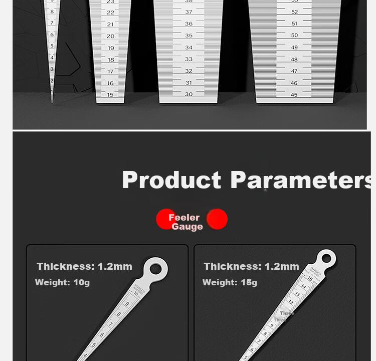 Mitz Stainless Steel Feeler Gauge Wedge Feeler Gauge Taper Gauge Hole Diameter Measuring Gauge 15-30mm 13