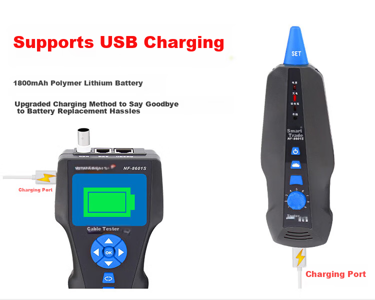 Smart Mouse NF-8601S Upgraded Cable Length Breakpoint Short Circuit Tester POE Power Supply Length Measurement PING LAN WAN Cable Tracker Locator 15