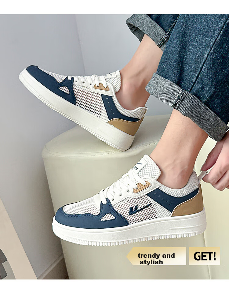 Warrior Official Men's Sneakers 2026 Summer New Comfortable Versatile Mesh Shoes Men Beige Black Size 41 20