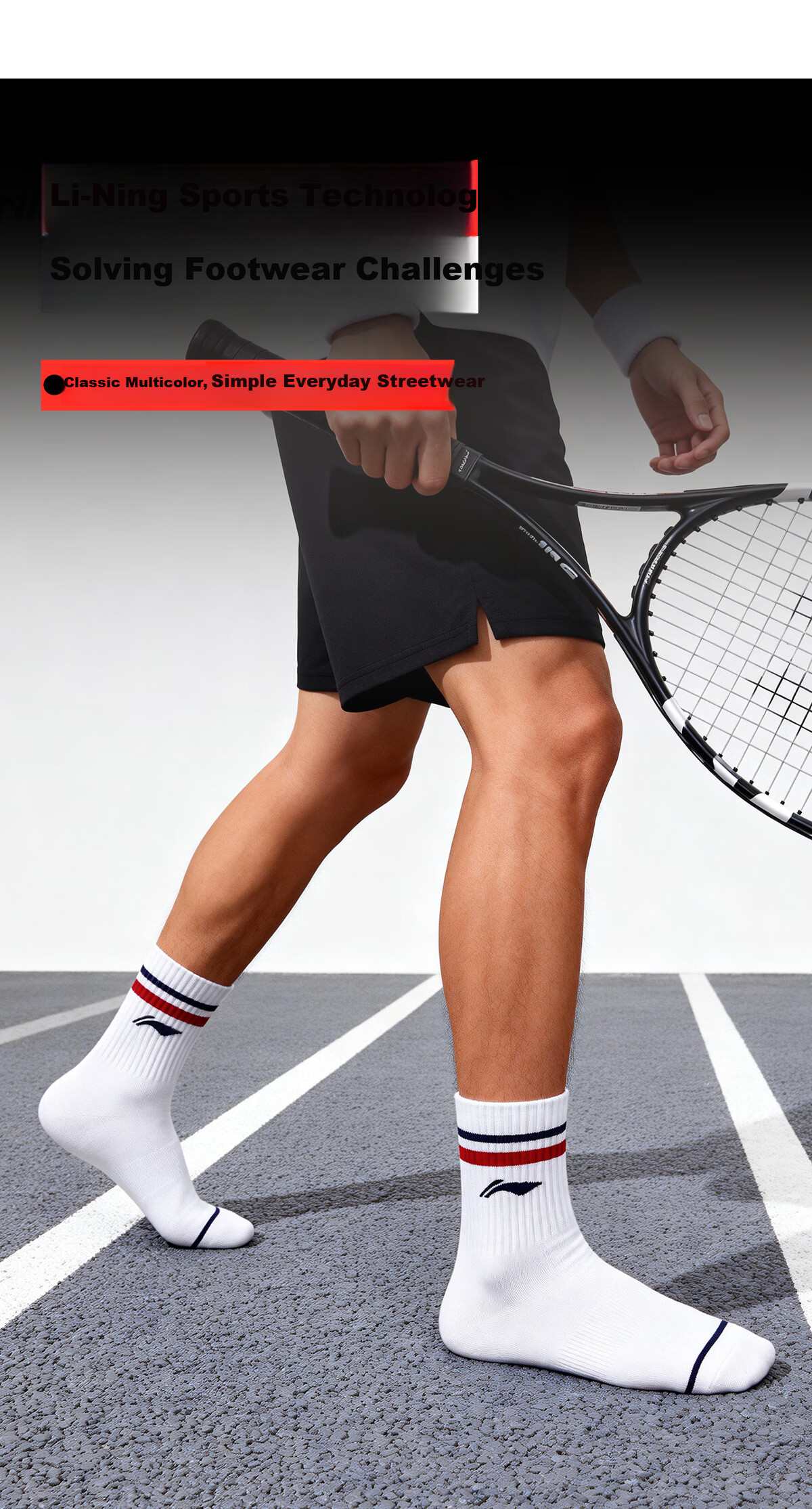 LI-NING Unisex Odor-Resistant Sweat-Absorbing Long Socks Casual Cotton Breathable Sports Versatile Mid-Calf Comfortable Cotton Wrap Socks 3