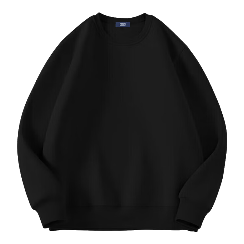 Mianzhi Men's Sweatshirt, Trendy Solid Color, Loose-Fitting Crew Neck Undershirt, Versatile Casual Top for Men, Black, Size L