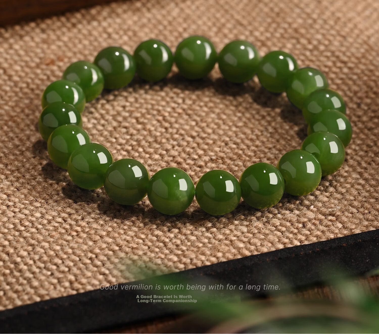 Sino Gem Hetian Jade Green Jade Beaded Bracelet for Women Natural Jade Stone Strand Anniversary Birthday Gift for Girlfriend Wife Mom 2