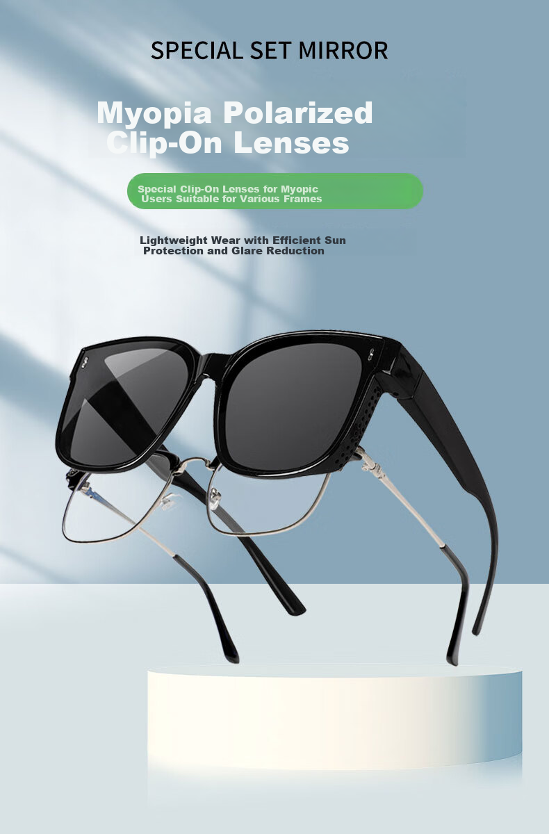 40,000 KM Polarized Clip-On Sunglasses for Prescription Glasses, Unisex Driving Sun Glasses UV Protection 1