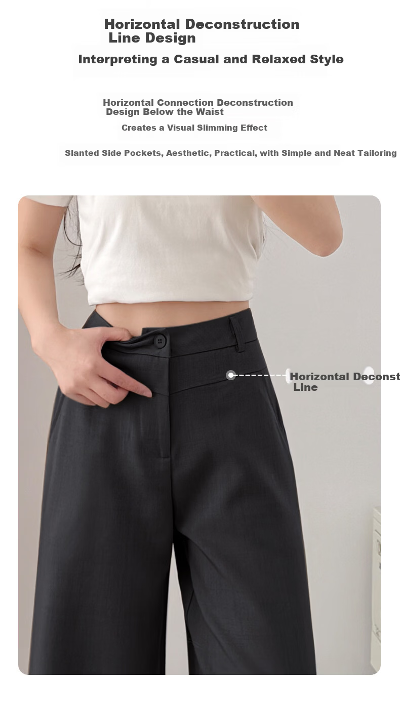 Langsha High-Waist Single-Button Draped Straight-Leg Wide-Leg Pants for Women Spring Summer Slim Fit Casual Trousers 5